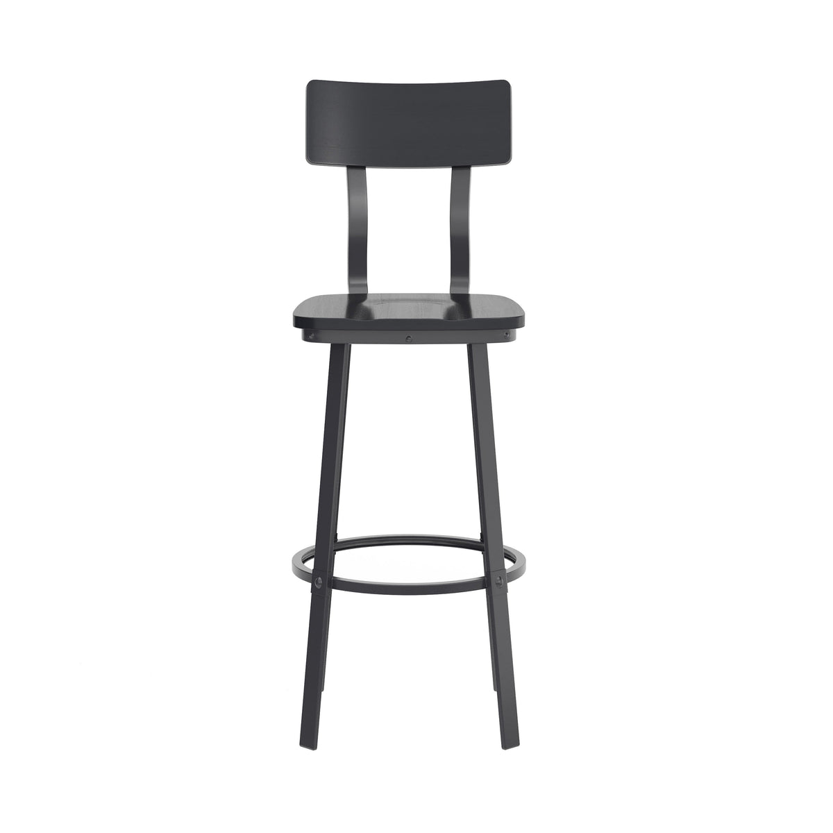 Flash Furniture XU-DG-60582B-BLK-GG Black Restaurant Barstool with Wood Seat & Back & Black Powder Coat Frame - View 9