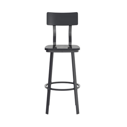 Flash Furniture XU-DG-60582B-BLK-GG Black Restaurant Barstool with Wood Seat & Back & Black Powder Coat Frame - View 9