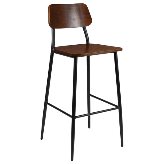 Flash Furniture XU-DG-60725B-GG Industrial Barstool with Gunmetal Steel Frame and Rustic Wood Seat - Main view