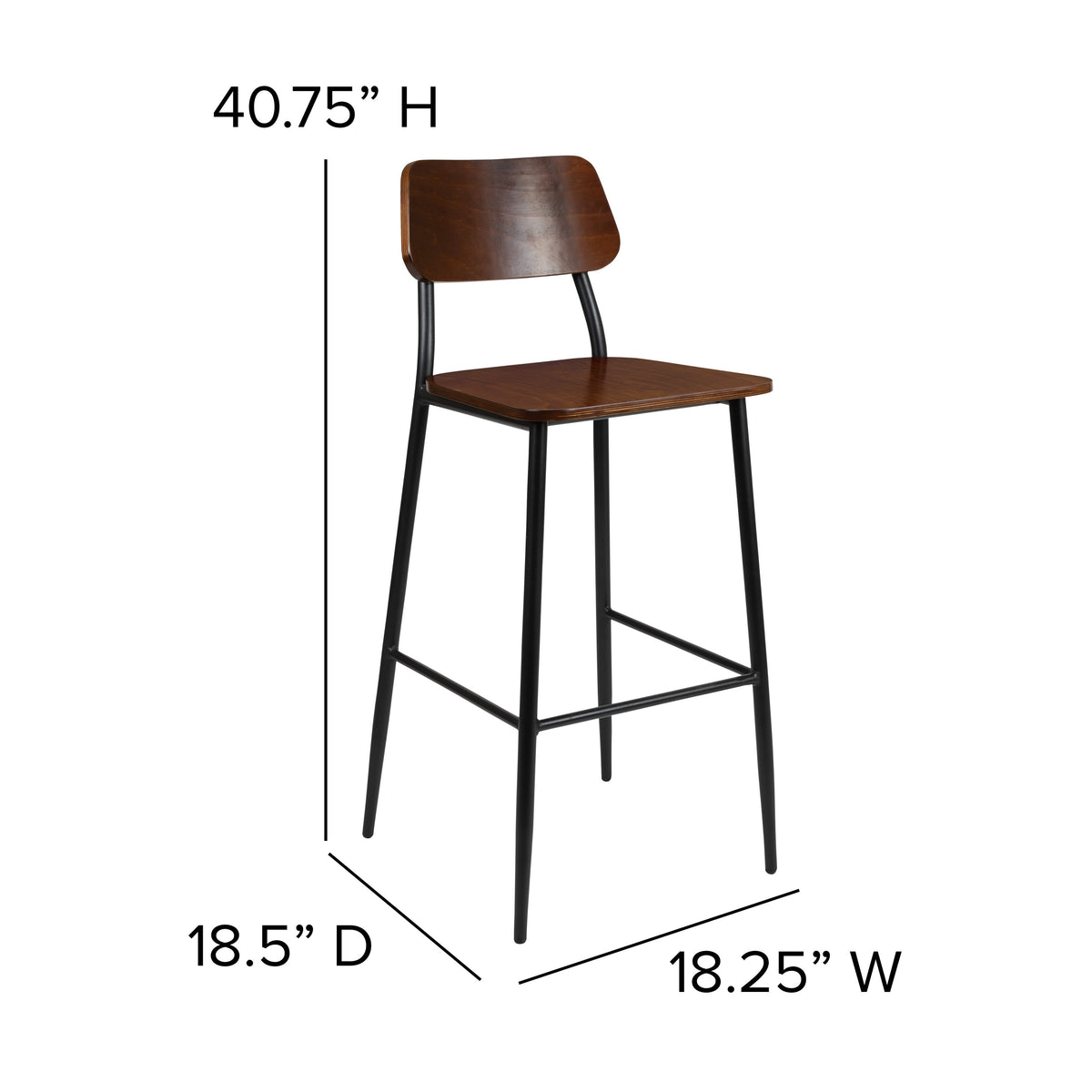 Flash Furniture XU-DG-60725B-GG Industrial Barstool with Gunmetal Steel Frame and Rustic Wood Seat - View 4