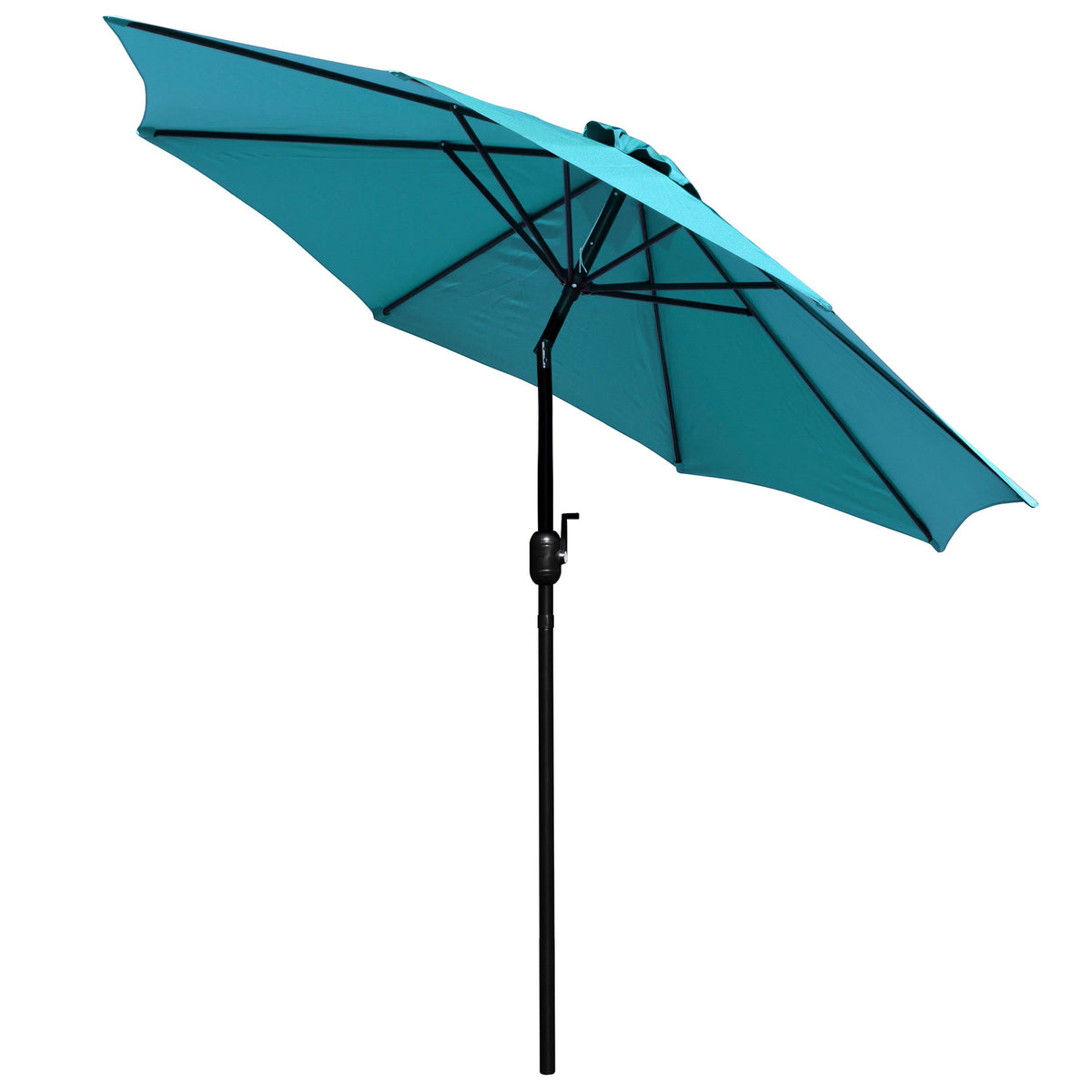 Flash Furniture XU-DG-810060062-UB19BTL-GG 35" Square Faux Teak Patio Table, 2 Chairs and Teal 9FT Patio Umbrella with Base - View 11