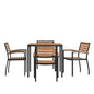 Flash Furniture XU-DG-810060064-GG Black Steel Framed 36" Square Faux Teak Table with Umbrella Hole & 4 Club Chairs - Main view