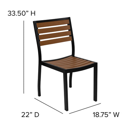 Flash Furniture XU-DG-810060362-UB19BTN-GG Faux Teak 35" Square Patio Table, 2 Chairs & Tan 9FT Patio Umbrella with Base - View 8