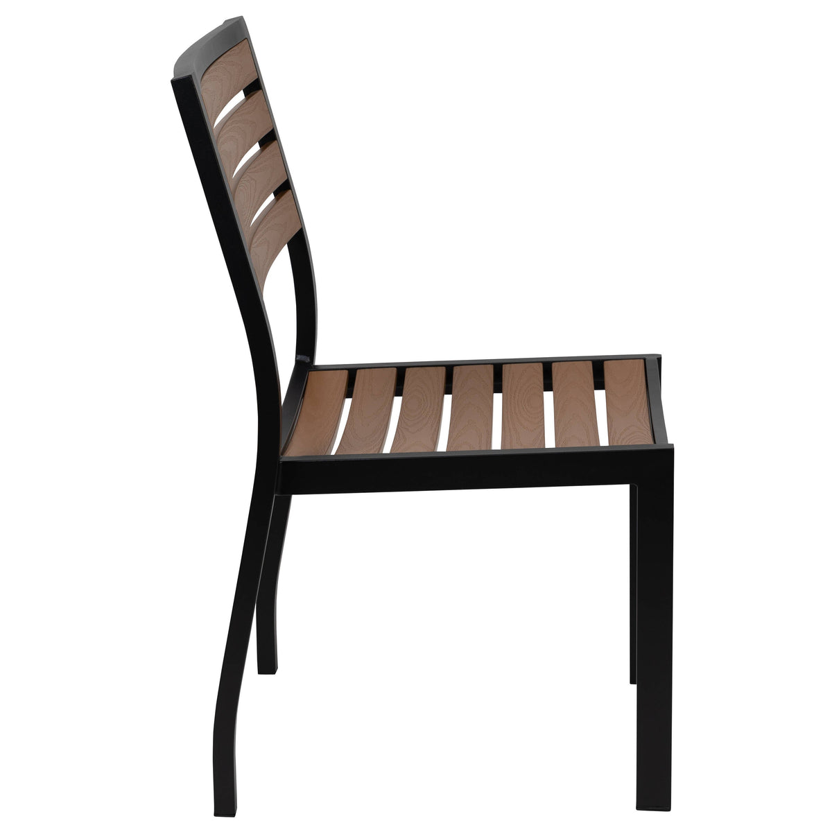 Flash Furniture XU-DG-810060364-GG Black Indoor/Outdoor 35" Square Faux Teak Table with 4 Club Chairs with Arms - View 9