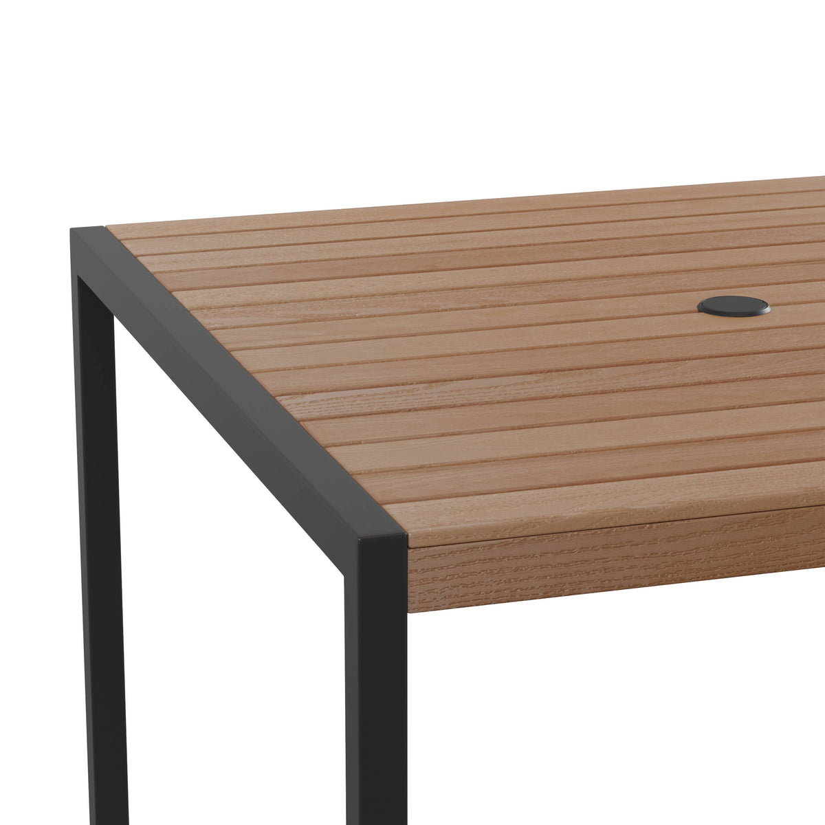 Flash Furniture XU-DG-810060364-GG Black Indoor/Outdoor 35" Square Faux Teak Table with 4 Club Chairs with Arms - View 10