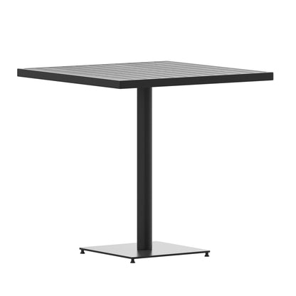 Flash Furniture XU-DG-HW1045-GY-GG Outdoor Gray Wash Faux Teak Dining Table with Poly Slats - Square Patio Table - Main view