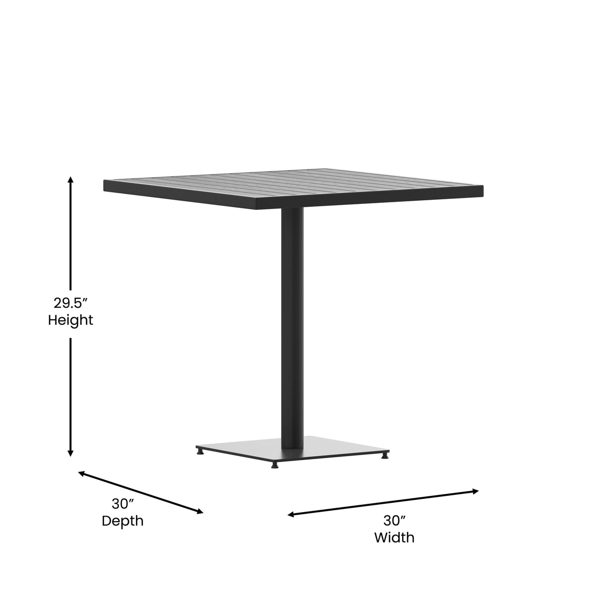 Flash Furniture XU-DG-HW1045-GY-GG Outdoor Gray Wash Faux Teak Dining Table with Poly Slats - Square Patio Table - View 3