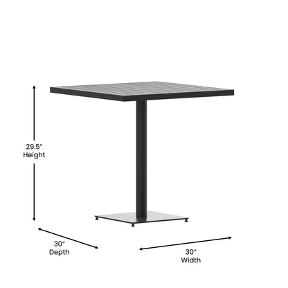 Flash Furniture XU-DG-HW1045-GY-GG Outdoor Gray Wash Faux Teak Dining Table with Poly Slats - Square Patio Table - View 3