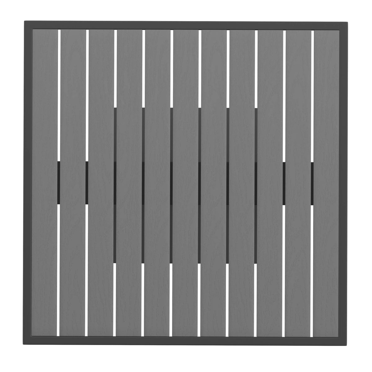 Flash Furniture XU-DG-HW1045-GY-GG Outdoor Gray Wash Faux Teak Dining Table with Poly Slats - Square Patio Table - View 7
