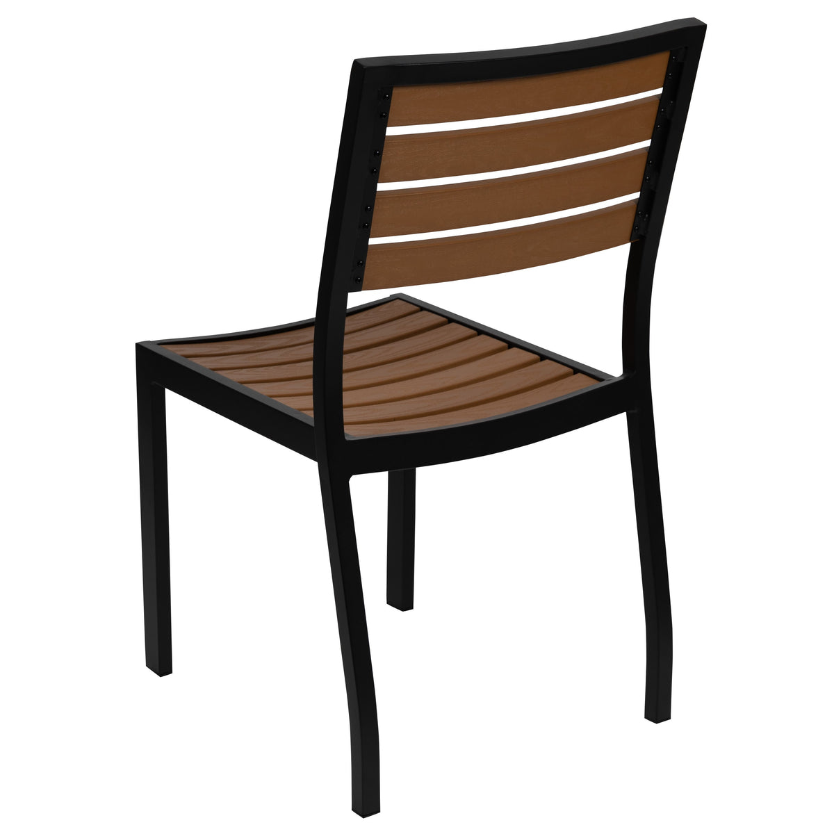 Flash Furniture XU-DG-HW6036-GG Outdoor Faux Teak Side Chair with Poly Slats - Teak Patio Chair - View 5