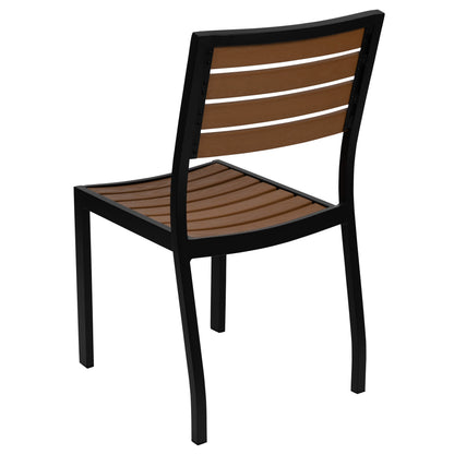 Flash Furniture XU-DG-HW6036-GG Outdoor Faux Teak Side Chair with Poly Slats - Teak Patio Chair - View 5