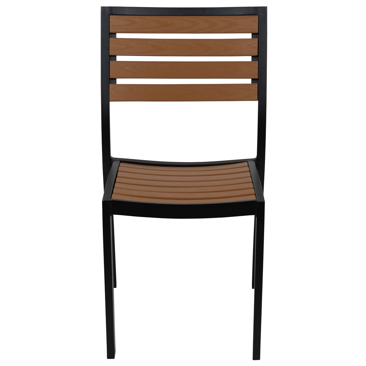Flash Furniture XU-DG-HW6036-GG Outdoor Faux Teak Side Chair with Poly Slats - Teak Patio Chair - View 7