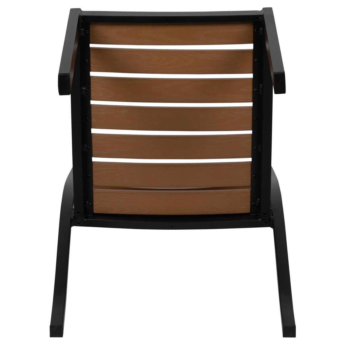 Flash Furniture XU-DG-HW6036-GG Outdoor Faux Teak Side Chair with Poly Slats - Teak Patio Chair - View 9
