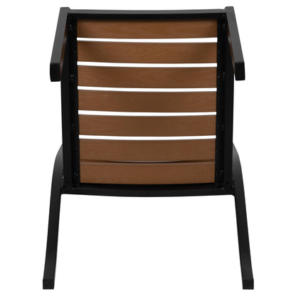 Flash Furniture XU-DG-HW6036-GG Outdoor Faux Teak Side Chair with Poly Slats - Teak Patio Chair - View 9