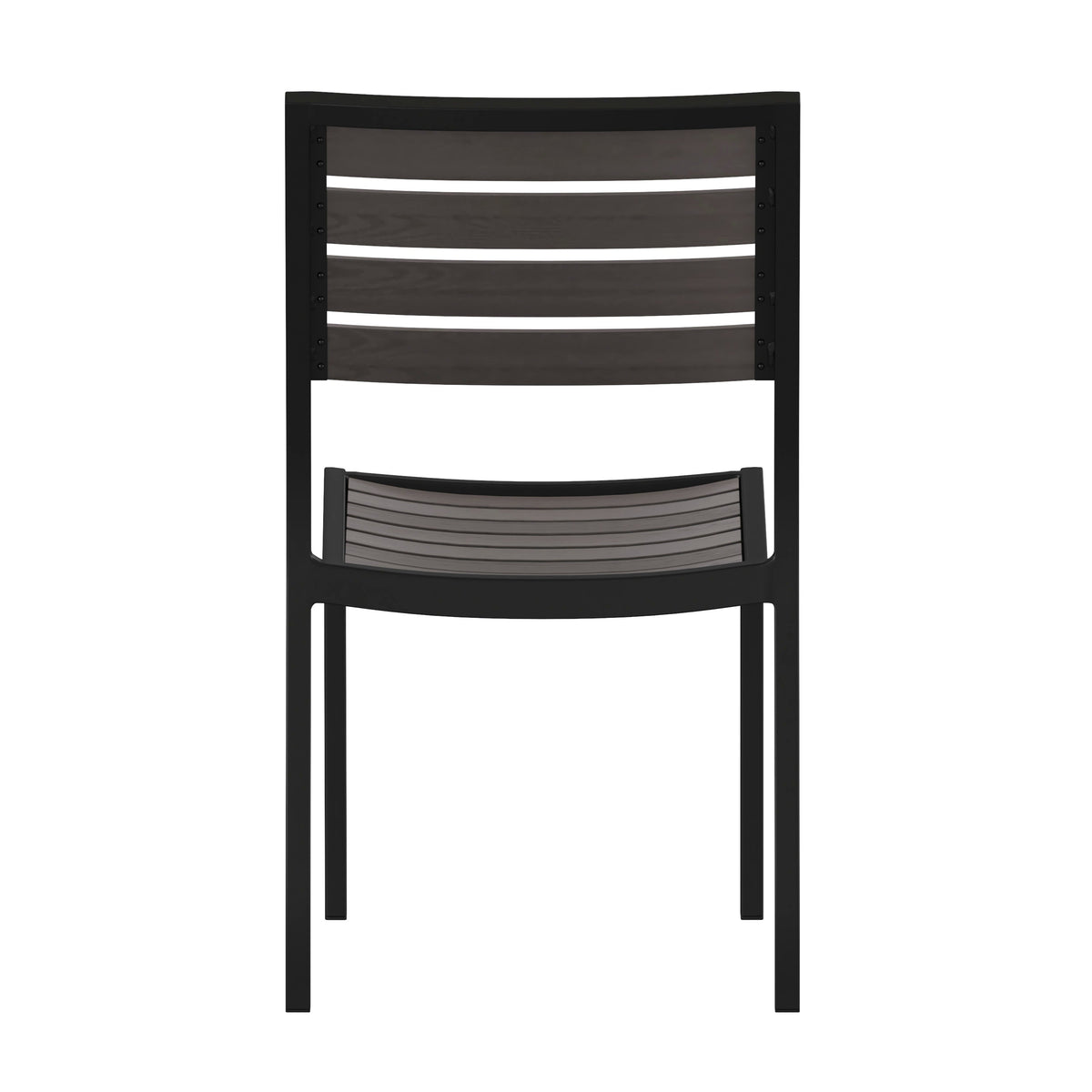 Flash Furniture XU-DG-HW6036-GY-GG Outdoor Faux Teak Side Chair with Gray Wash Poly Slats - Teak Patio Chair - View 7