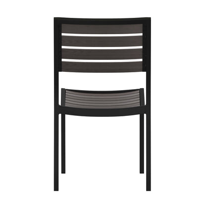 Flash Furniture XU-DG-HW6036-GY-GG Outdoor Faux Teak Side Chair with Gray Wash Poly Slats - Teak Patio Chair - View 7