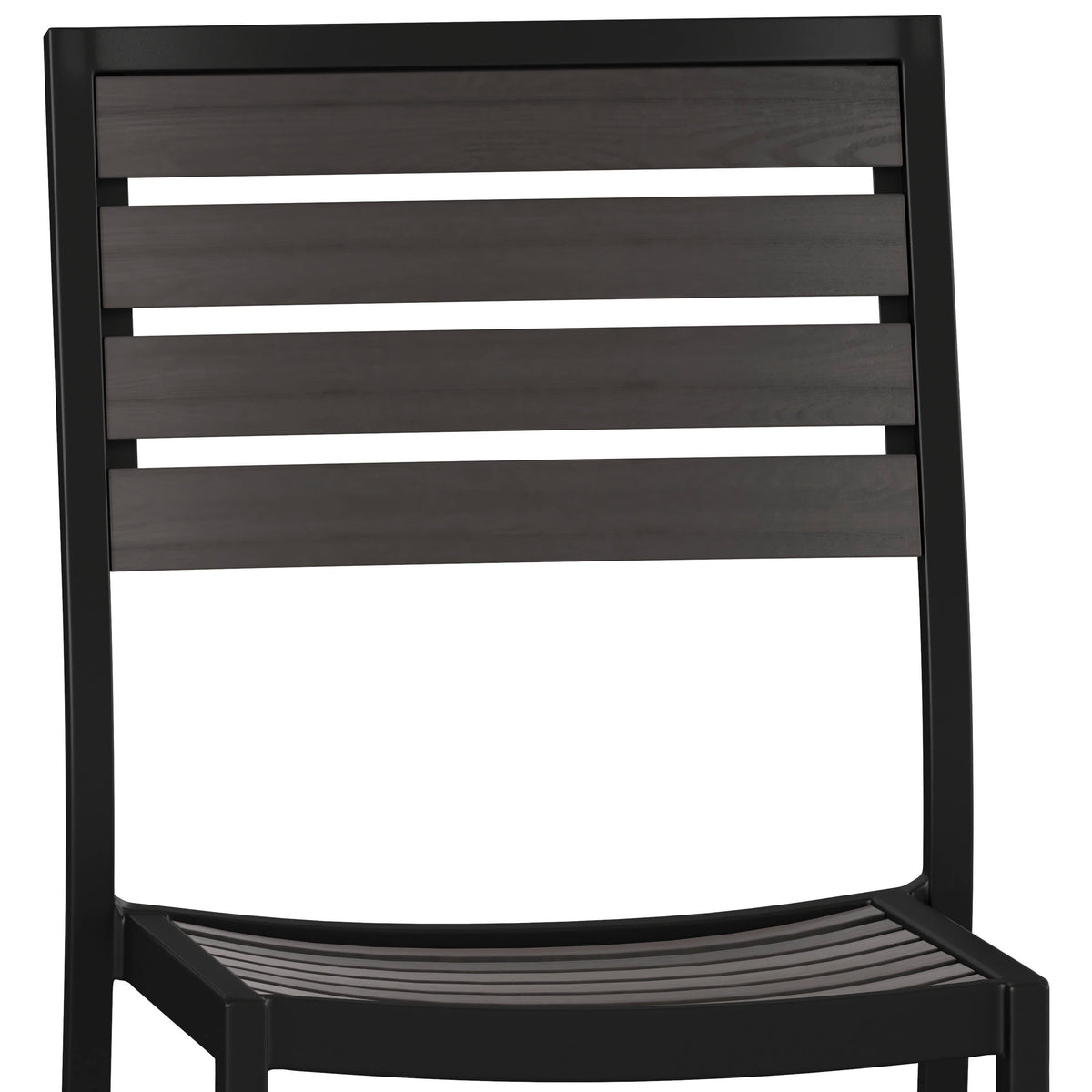Flash Furniture XU-DG-HW6036-GY-GG Outdoor Faux Teak Side Chair with Gray Wash Poly Slats - Teak Patio Chair - View 8