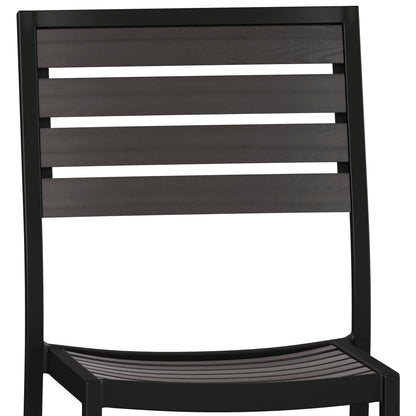 Flash Furniture XU-DG-HW6036-GY-GG Outdoor Faux Teak Side Chair with Gray Wash Poly Slats - Teak Patio Chair - View 8