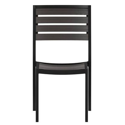 Flash Furniture XU-DG-HW6036-GY-GG Outdoor Faux Teak Side Chair with Gray Wash Poly Slats - Teak Patio Chair - View 10