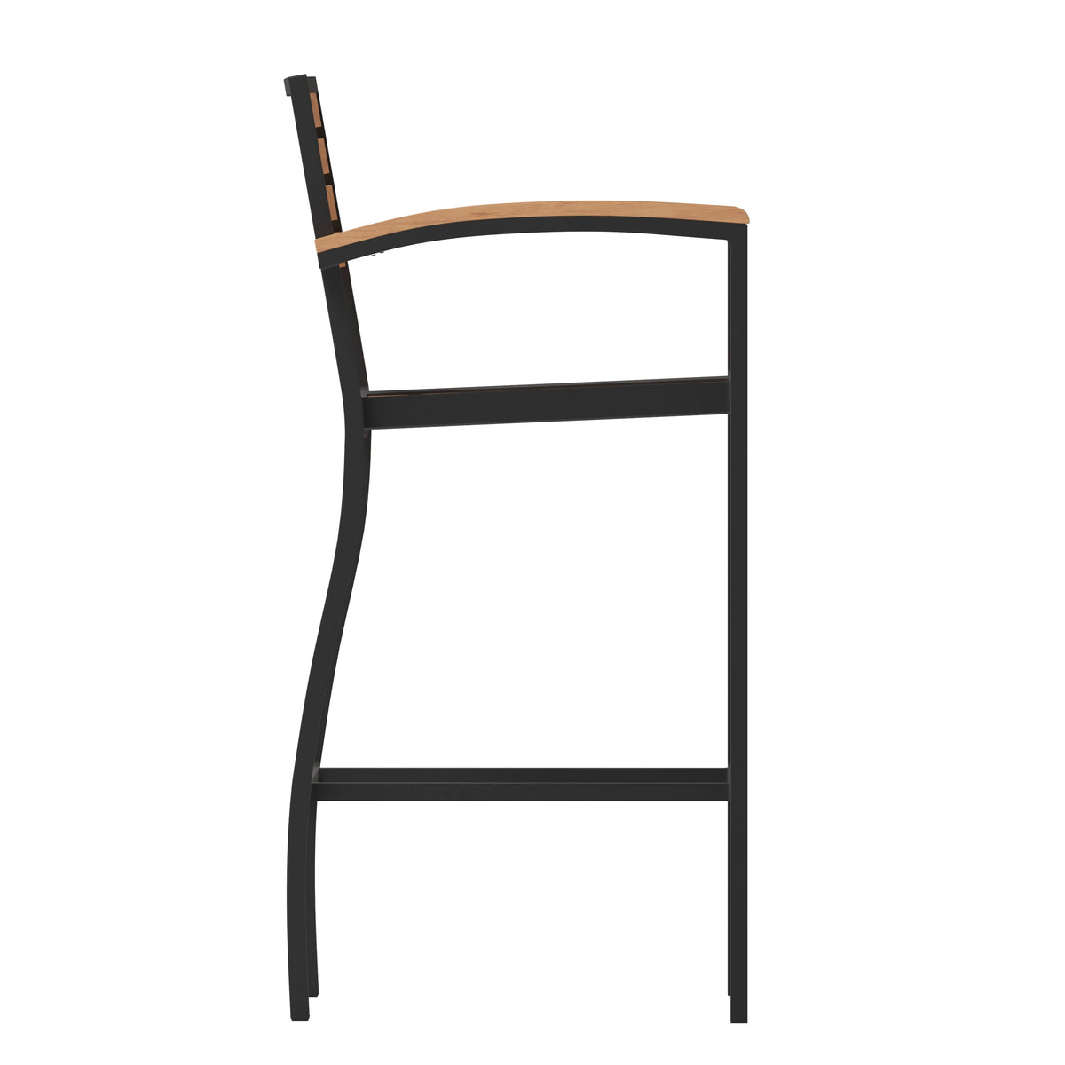 Flash Furniture XU-DG-HW6036B-ARM-GG Commercial Grade Outdoor Bar Stool with Armrests and Poly Resin Slats - Teak - View 9