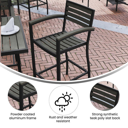 Flash Furniture XU-DG-HW6036B-ARM-GY-GG Commercial Grade Outdoor Bar Stool with Armrests and Poly Resin Slats-Gray Wash - View 3