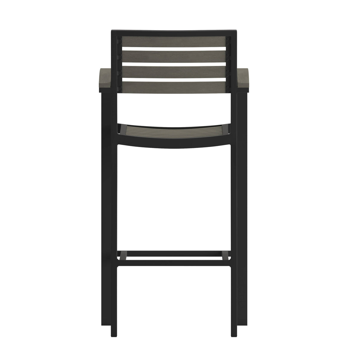 Flash Furniture XU-DG-HW6036B-ARM-GY-GG Commercial Grade Outdoor Bar Stool with Armrests and Poly Resin Slats-Gray Wash - View 7