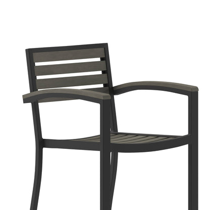 Flash Furniture XU-DG-HW6036B-ARM-GY-GG Commercial Grade Outdoor Bar Stool with Armrests and Poly Resin Slats-Gray Wash - View 8
