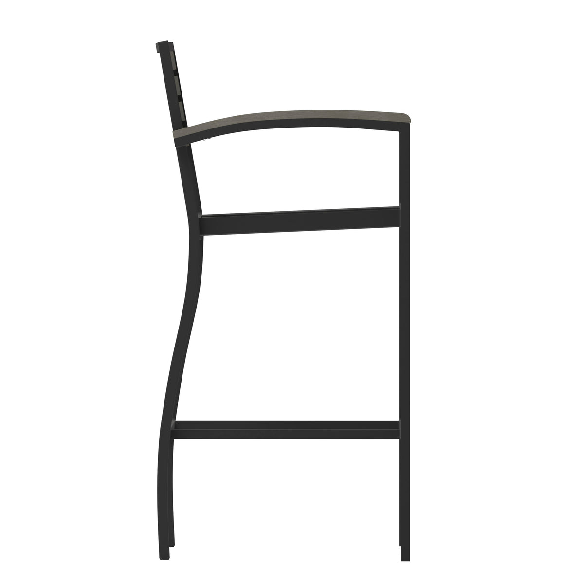 Flash Furniture XU-DG-HW6036B-ARM-GY-GG Commercial Grade Outdoor Bar Stool with Armrests and Poly Resin Slats-Gray Wash - View 9