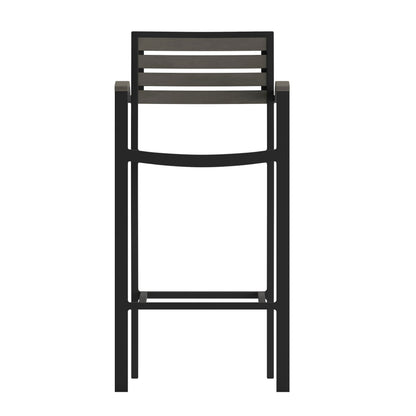 Flash Furniture XU-DG-HW6036B-ARM-GY-GG Commercial Grade Outdoor Bar Stool with Armrests and Poly Resin Slats-Gray Wash - View 10