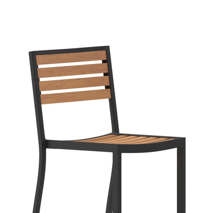 Flash Furniture XU-DG-HW6036B-GG Commercial Grade Outdoor All-Weather Bar Stool with Poly Resin Slats - Teak - View 8