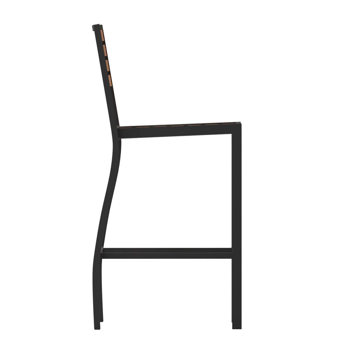 Flash Furniture XU-DG-HW6036B-GG Commercial Grade Outdoor All-Weather Bar Stool with Poly Resin Slats - Teak - View 9