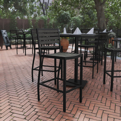 Flash Furniture XU-DG-HW6036B-GY-GG Commercial Grade Outdoor All-Weather Bar Stool with Poly Resin Slats - Gray Wash - View 2