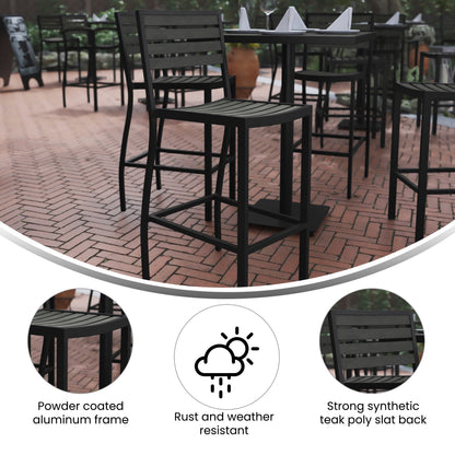 Flash Furniture XU-DG-HW6036B-GY-GG Commercial Grade Outdoor All-Weather Bar Stool with Poly Resin Slats - Gray Wash - View 3