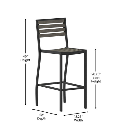 Flash Furniture XU-DG-HW6036B-GY-GG Commercial Grade Outdoor All-Weather Bar Stool with Poly Resin Slats - Gray Wash - View 4