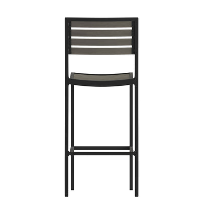 Flash Furniture XU-DG-HW6036B-GY-GG Commercial Grade Outdoor All-Weather Bar Stool with Poly Resin Slats - Gray Wash - View 7