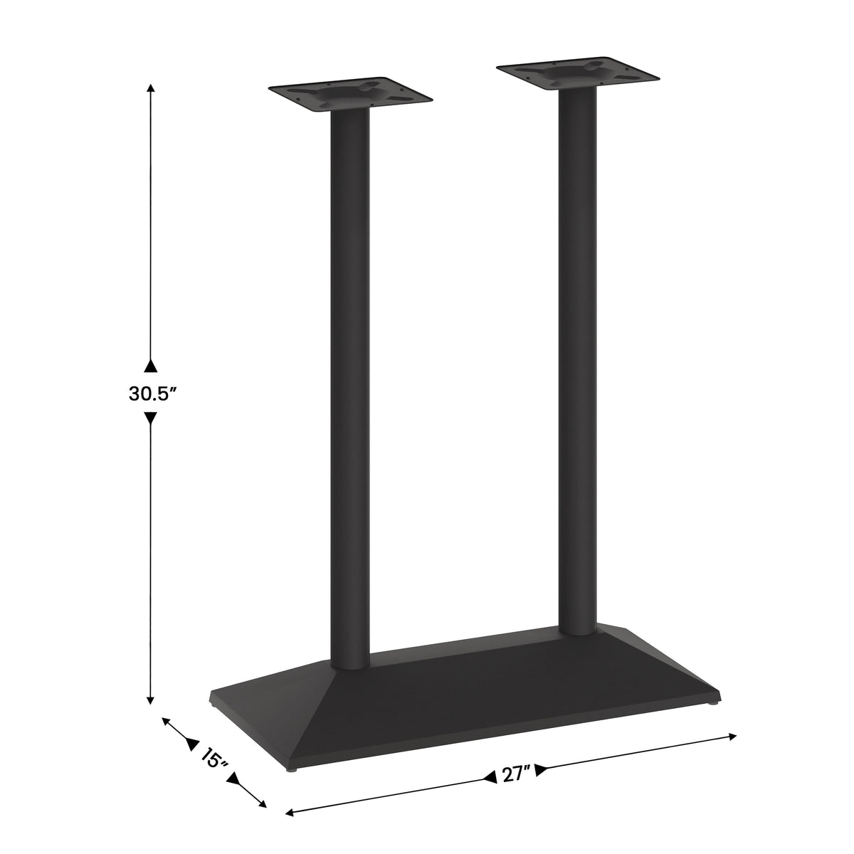 Flash Furniture XU-DG-TB002-OUT-BLK-GG Commercial 27x15 All Weather Double Table Base for 30" x 48" Tabletops in Black - View 3