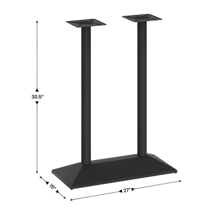 Flash Furniture XU-DG-TB002-OUT-BLK-GG Commercial 27x15 All Weather Double Table Base for 30" x 48" Tabletops in Black - View 3