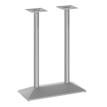 Flash Furniture XU-DG-TB002-OUT-SLV-GG Commercial 27x15 All Weather Double Table Base for 30" x 48" Tabletops in Silver - Main view