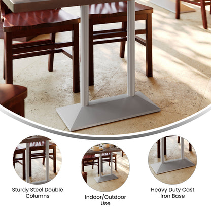 Flash Furniture XU-DG-TB002-OUT-SLV-GG Commercial 27x15 All Weather Double Table Base for 30" x 48" Tabletops in Silver - View 2