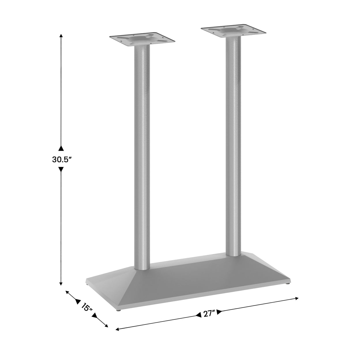 Flash Furniture XU-DG-TB002-OUT-SLV-GG Commercial 27x15 All Weather Double Table Base for 30" x 48" Tabletops in Silver - View 3