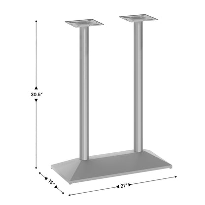 Flash Furniture XU-DG-TB002-OUT-SLV-GG Commercial 27x15 All Weather Double Table Base for 30" x 48" Tabletops in Silver - View 3
