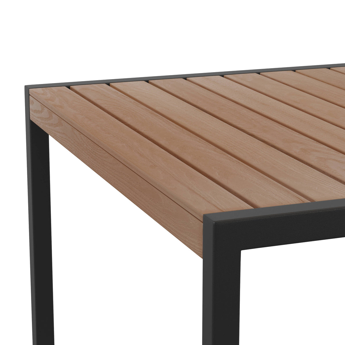 Flash Furniture XU-DG-UH3048-GG 30" x 48" All-Weather Faux Teak Patio Dining Table with Steel Frame - Seats 4 - View 5