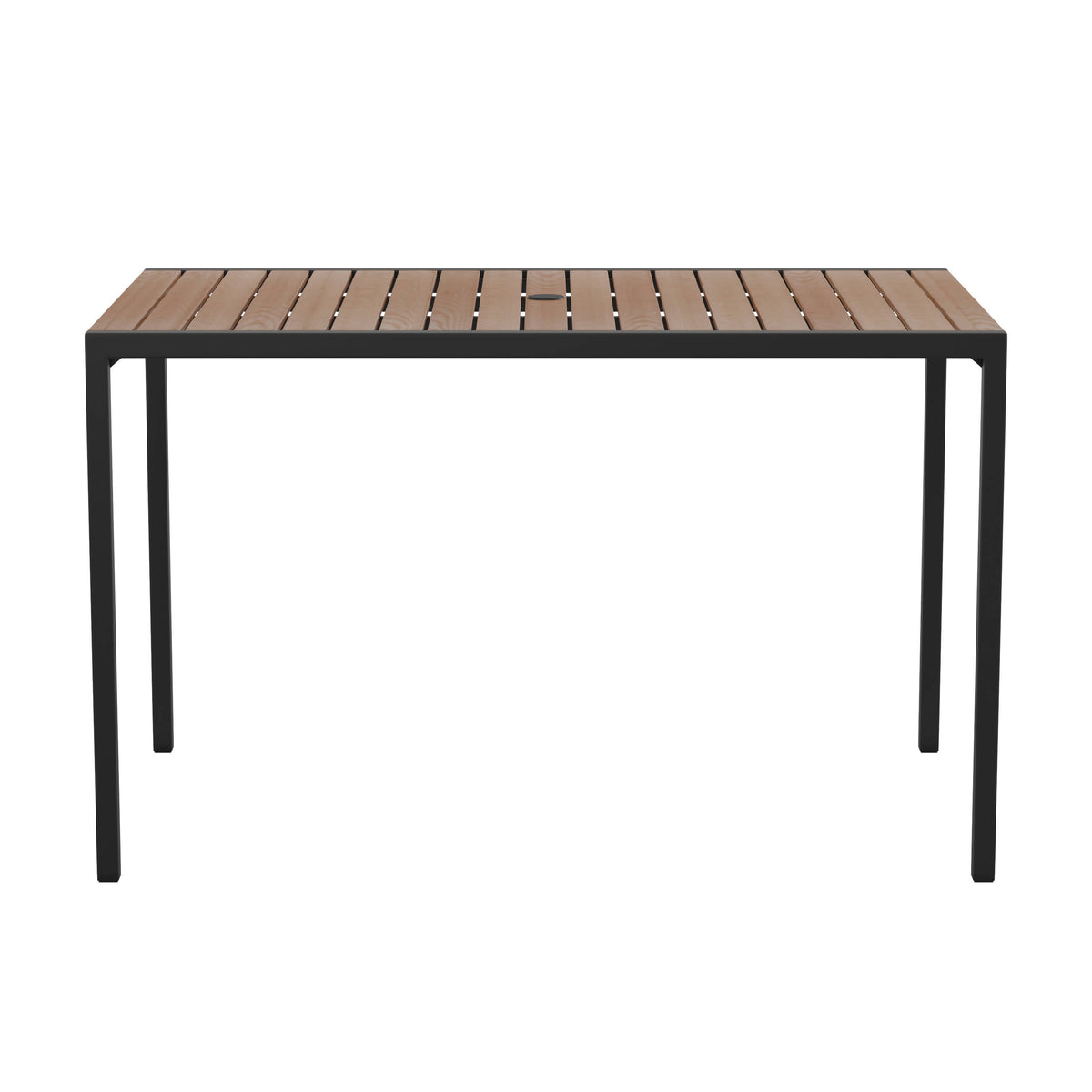 Flash Furniture XU-DG-UH3048-GG 30" x 48" All-Weather Faux Teak Patio Dining Table with Steel Frame - Seats 4 - View 7