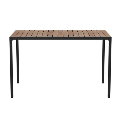 Flash Furniture XU-DG-UH3048-GG 30" x 48" All-Weather Faux Teak Patio Dining Table with Steel Frame - Seats 4 - View 7