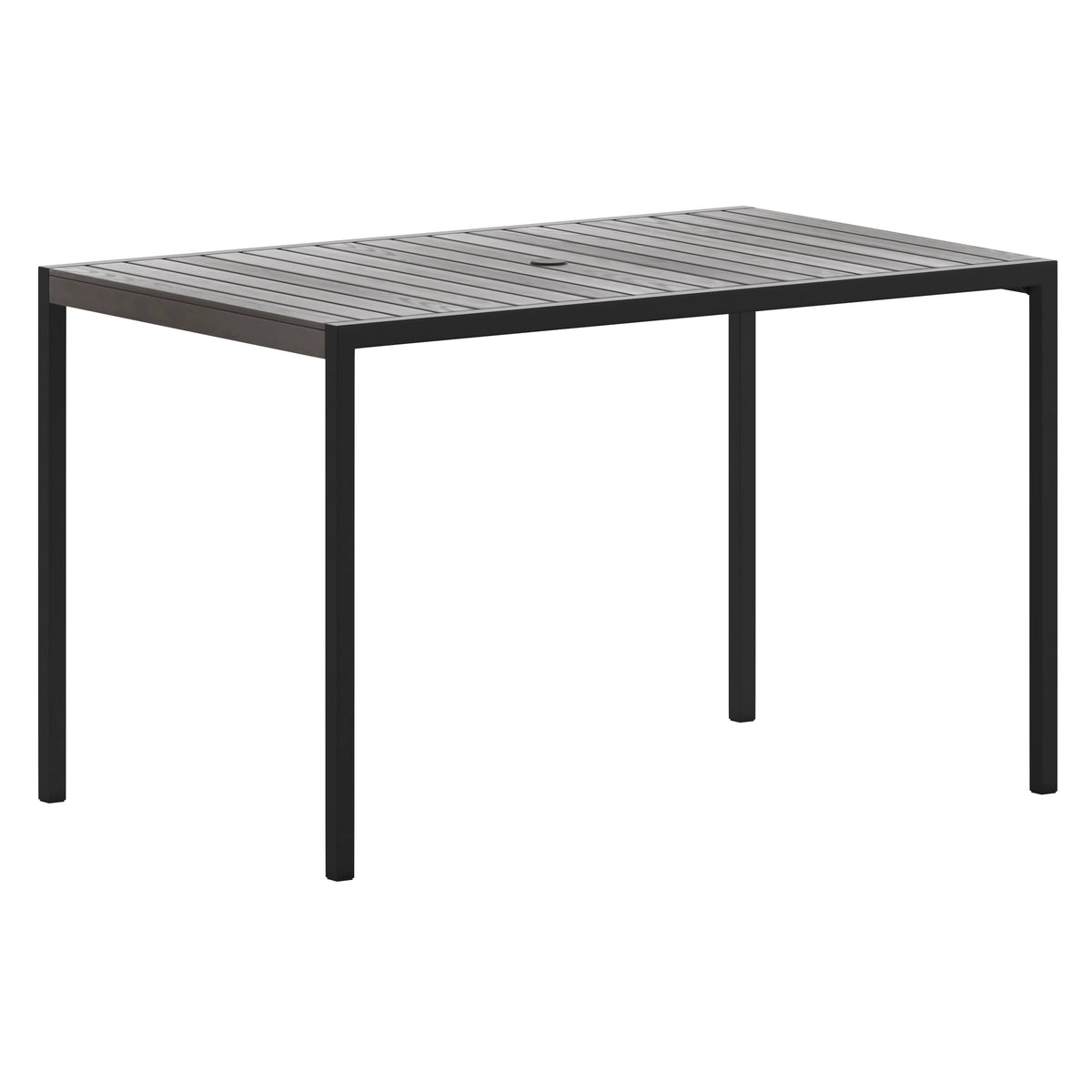 Flash Furniture XU-DG-UH3048-GY-GG Steel All-Weather Patio Dining Table with Gray Wash Faux Teak Slat Top-Seats 4 - Main view