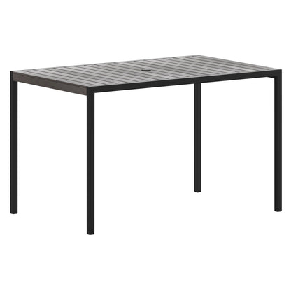 Flash Furniture XU-DG-UH3048-GY-GG Steel All-Weather Patio Dining Table with Gray Wash Faux Teak Slat Top-Seats 4 - Main view