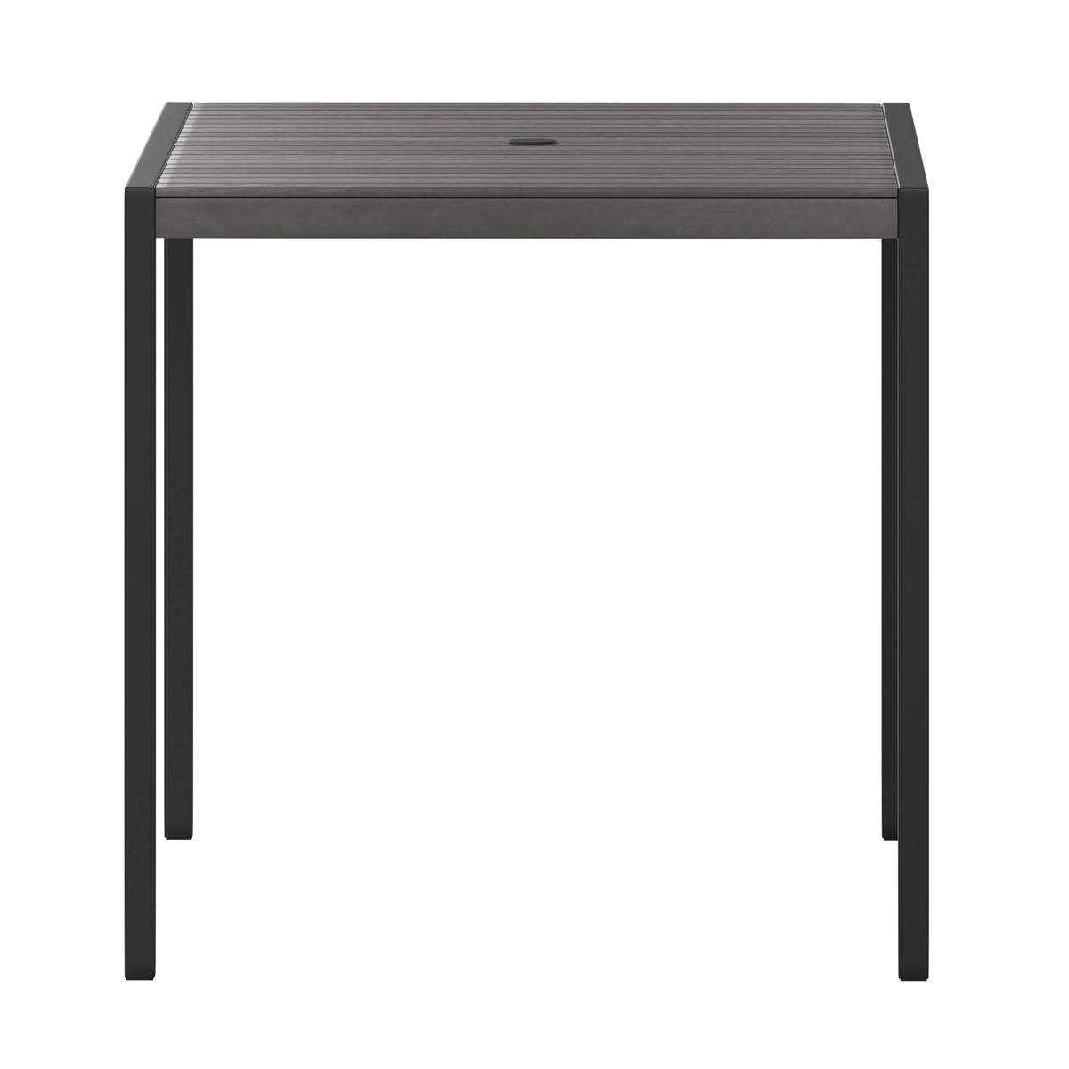 Flash Furniture XU-DG-UH3048-GY-GG Steel All-Weather Patio Dining Table with Gray Wash Faux Teak Slat Top-Seats 4 - View 7