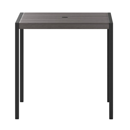 Flash Furniture XU-DG-UH3048-GY-GG Steel All-Weather Patio Dining Table with Gray Wash Faux Teak Slat Top-Seats 4 - View 7