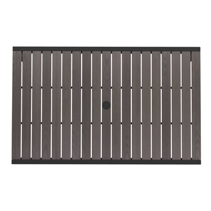 Flash Furniture XU-DG-UH3048-GY-GG Steel All-Weather Patio Dining Table with Gray Wash Faux Teak Slat Top-Seats 4 - View 9