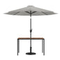 Flash Furniture XU-DG-UH3048-UB19BGY-GG Black Steel Framed 30" x 48" Faux Teak Patio Table-Gray 9FT Patio Umbrella-Base - Main view